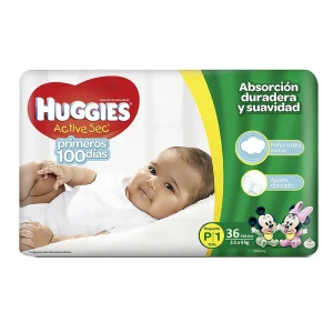 Pañales Huggies Active Sec Etapa 0 - 32Und + 16 Toallitas